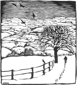 "January", 1923, woodcut print by Wharton Esherick